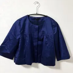 試着のみ タグ付 Theory セオリー ノーカラージャケット 青　定価約４万