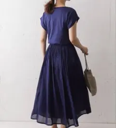 アーバンリサーチドアーズ　ネイビー 半袖カットソーロングワンピース