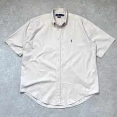 【美品】ラルフローレン ボタンダウン半袖シャツ BLAIREベージュ L