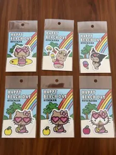沖縄限定　日焼けキティ　サンリオ ビーチデイ ステッカー 6枚セット