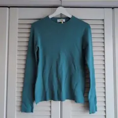 Mila Owen ターコイズ 長袖リブニットセーター