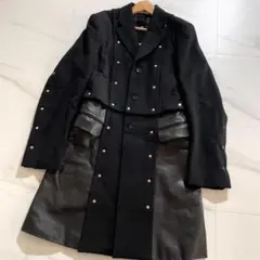 16aw 平和の鎧期　コムデギャルソンオムプリュス　スタッズ　レザー　コート　黒