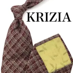 KRIZIA ネクタイ ボルドー チェック柄 上質小紋柄 ビジネスのサムネイル