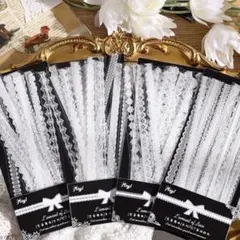 【同梱価格400円】　ホワイトレース　PETシールセット　コラージュ素材