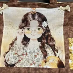 お値下げ❣️新品未使用❣️ハンドメイド少女イラストトートバッグ 前後柄が違います❣️