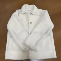 GIRLS 防風　アウターフリースショートコート　オフホワイト　150