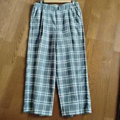 グレー系チェック プリーツカジュアルパンツ