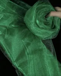 ダークグリーン オーガンジー生地 ロール状