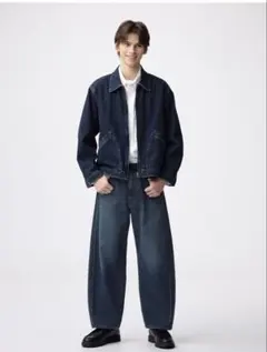 バレルレッグジーンズ　28インチ　ブルー　gu