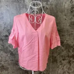 ✨OPAQUE.CLIP✨♡半袖ブラウス♡Vネック♡カワイイ♡ピンク(36/S)