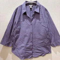 【OLD NAVY】オールドネイビー 七分袖ストレッチシャツ パープル XL