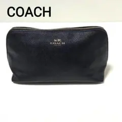 COACH コーチ ポーチ 黒 化粧ポーチ 小物入れ ゴールド金具