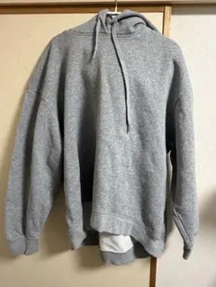 オーバーサイズ グレー フード付きパーカー