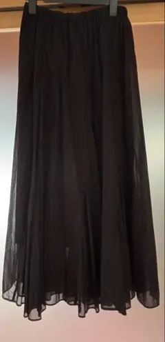 美品　Loungedress コットンシアーギャザースカート　ブラックのサムネイル
