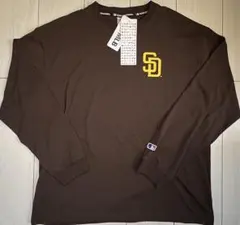 新品　 Lサイズ　MLB パドレス　長袖Tシャツ ワンポイント　プリント　茶のサムネイル