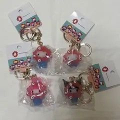 サンリオミャクミャク　クリアカラー　キーホルダー　4点セット