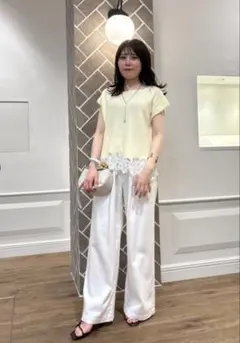 Arpege story 裾レースフレンチニット イエローのサムネイル