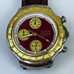 GUESS 腕時計 ゲス WATERPRO クロノグラフ　赤茶系　ジャンク扱いのサムネイル