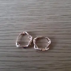 ツイスト　フープピアス　ピンクゴールド　925 韓国