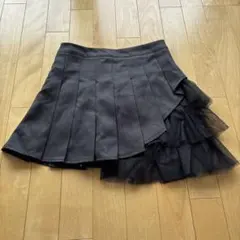 黒 チュール付き プリーツスカート