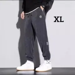 メンズ　ジョガーパンツ リブパンツ　コーデュロイ　XL LL 灰色　グレー