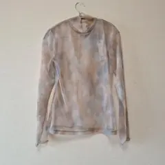 【GU】シアープリントハイネック　Tシャツ 長袖　オレンジ