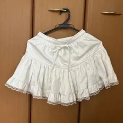 ホワイトフレアスカート レース付き ズボン付き