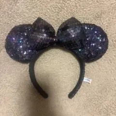ディズニーカチューシャ 黒紫 スパンコール