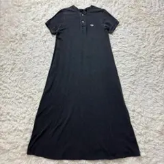 サイベーシックス　ヘンリーネックワンピース　マキシ　ロゴ刺繍　半袖　グレー　38のサムネイル