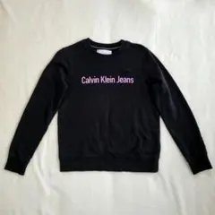 美品 Calvin Klein Jeans ロゴトレーナー裏起毛レディースS
