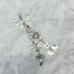 ビーズキーホルダー ホワイト 韓国