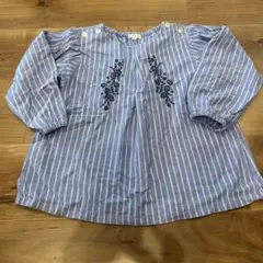 120cm セラフ　ストライプ 刺繍　長袖ブラウス