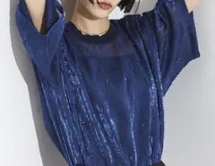 Nominシャイン リンクル シアー Ｔシャツ　ブルー【美品】のサムネイル