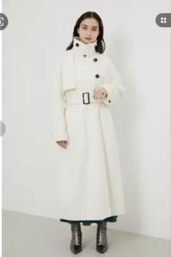 rienda トレンチデザインラップウールCT WHT