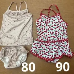 子ども女の子水着セット　80、90