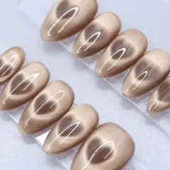 【1157】ネイルチップSサイズ ブラウン ハート ワンカラー マグネット