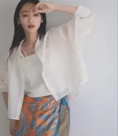 LOWRYS FARM シアーシャツ LS ショート丈 クロップド丈 長袖