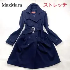 極美品　マックスマーラ　キルティング　ベルト付きトレンチコート　黒　36 極美品 マックスマーラ キルティング ベルト付きトレンチコート 黒 36