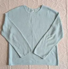 UNIQLO 3Dコットン クルーネックセーター 長袖 M 水色 ブルー