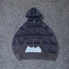 00s old uniqlo double zip hoodie y2k 短丈