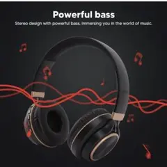 ワイヤレスヘッドホン　黒　ブラック　コンパクト　音楽　高音質　Bluetooth