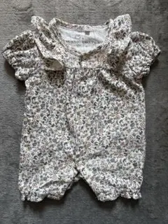 オーガニックコットン 花柄ロンパース　50〜60cm