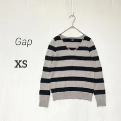 【Gap】良品☘️ウール100% ボーダー柄 Ｖネック 長袖ニット プルオーバー
