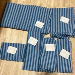 青×水色　ストライプ　生地　端切れ