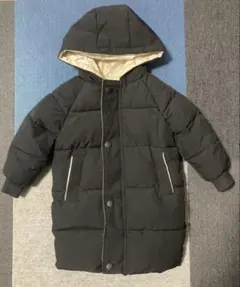 ブラックダウンコート フード付き