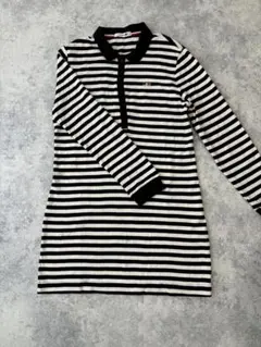 LACOSTE 長袖ポロシャツ サイズ40 黒と白のストライプ