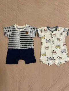 ベビー ロンパース まとめ売り60 70 半袖 西松屋 車柄 ボーダー 新生児