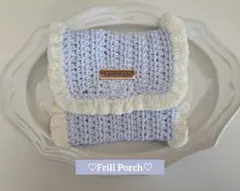 ハンドメイド かぎ針編み 編み物 フリル リボン 巾着 小物入れ