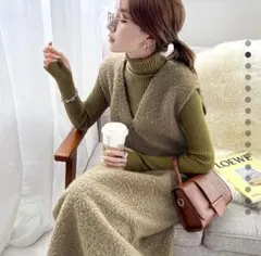 classicalelf フェイクリングウールVネックジャンパースカート