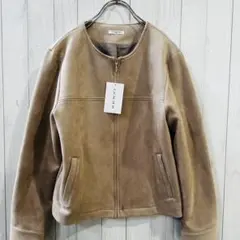 新品 GLACIER グラシア ベージュ スエード風 ノーカラージャケット
